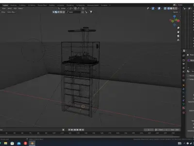 Aquatium set fish tank on shelf 3D model