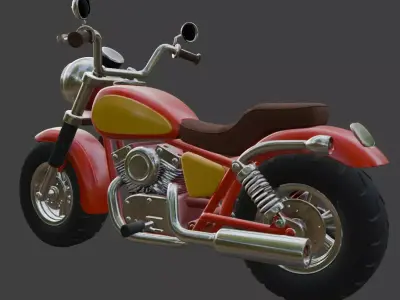 Cartoon Red Motorcycle 3D Model 3D model