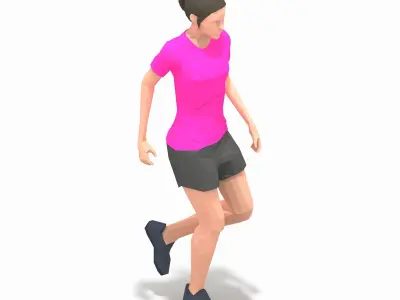 rest Exercise Woman Animation Low-poly 3D model