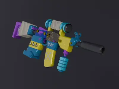Low Poly M16-Style Rifle 3D Model  Game Ready PBR 3D model