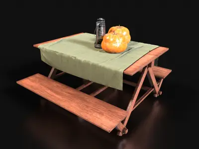 Outdoor Table and seat 3D model