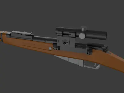 Mosin with scope Lowpoly Low-poly 3D model
