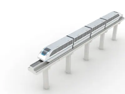 Monorail futuristic high-speed train 3D model