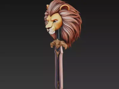 Lion King Sword - Majestic Fantasy Sculpture Blade 3D model