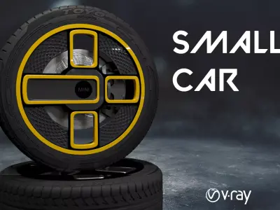 mini small yellow car tyre 3D model