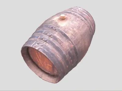 Wooden wine barrel Low-poly 3D model
