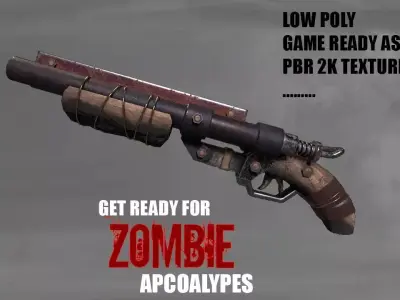 Double barrel shotgun for zombie games  Low-poly 3D model