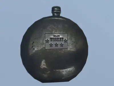 Old flask whiskey Low-poly 3D model