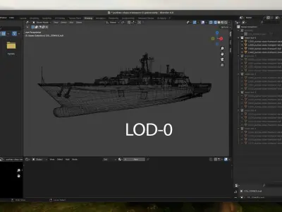 Type Yuzhao class Landing Ship Dock GameReady PBR Low-poly 3D model