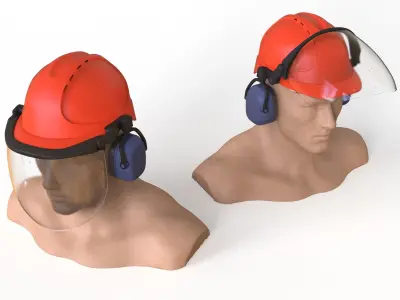 Safety helmet with protective shield 3D model