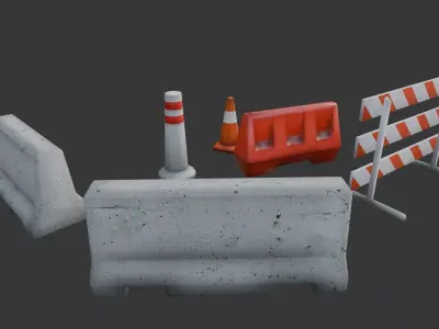 Road Barriers Game-Ready Pack Low-poly 3D model