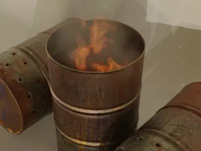 Oil Drum Barrel Fire Place Low-poly 3D model
