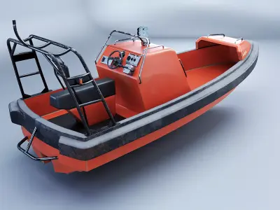 Fast Motor Lifeboat Aged Low-poly 3D model