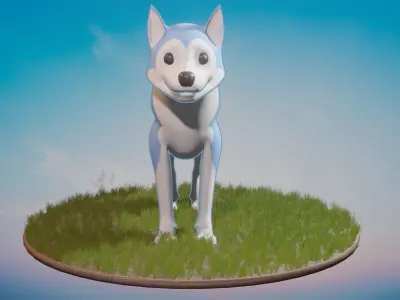 Stylized Husky  Low-poly 3D model