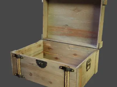 Wooden Box 3D model 2