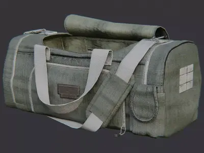 Green Military Duffle Bag Small Open with Handles Low-poly 3D model