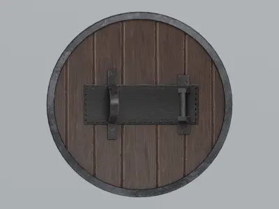 Medieval round wooden shield Free low-poly 3D model