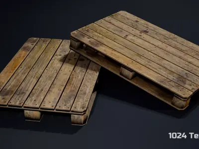 Old Wooden Euro Pallet Low-poly 3D model