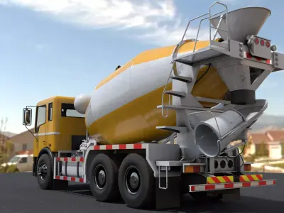 Cement Truck Low-poly 3D model by PhilRivera