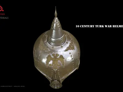  10 century Turkish war helmet design Low-poly 3D model