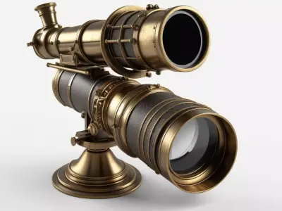 Vintage Brass Astronomical Telescope Model 3D model