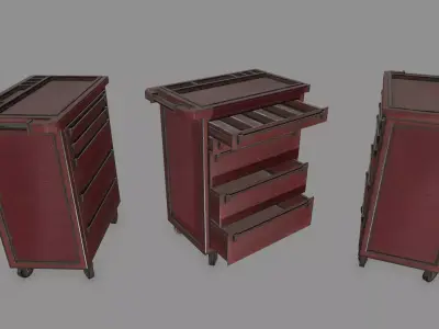 Cupboard cabinet with drawers Low-poly 3D model