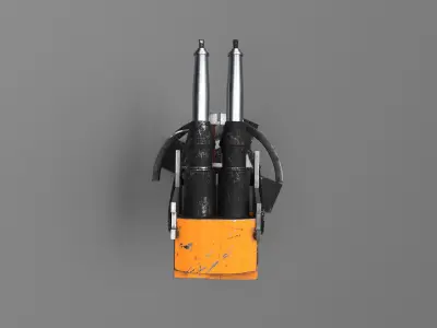 Military turret - double barrel Low-poly 3D model