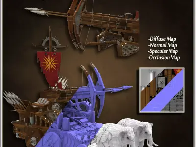 Catapult   Low-poly 3D model