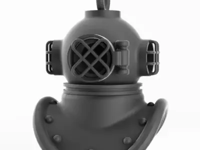 diver gold diving helmet 3D model