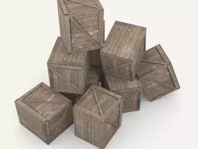 Wooden box Low-poly 3D model