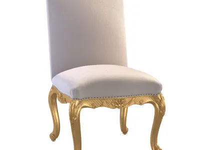 French Louis XV Style Giltwood Dining Classic Antique Chairs 3D model