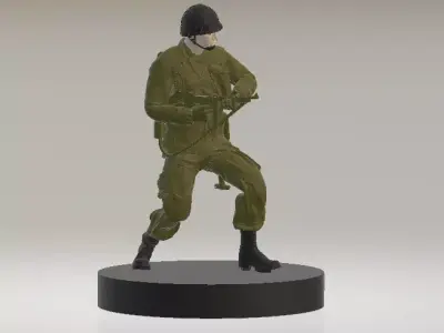 Standing Soldier with Rifle 3D Printable Military Model 3D print model