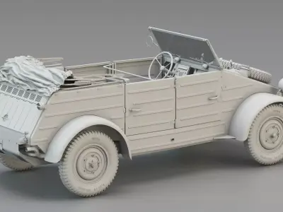 WWII German Military Utility Car 3D model
