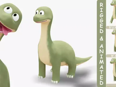 Cartoon Style Brachiosaurus Low-poly 3D model