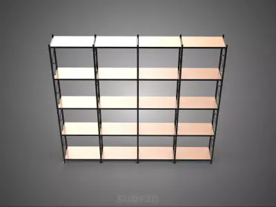 STEEL WOOD WAREHOUSE METAL SHELVING ORGANIZED STORAGE RACK SHELF 3D model