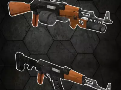 AK-47 with Granade Laucher Low-poly 3D model