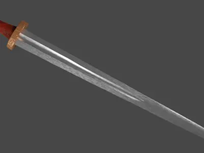 Excalibur sword with Spatha handle Low-poly 3D model