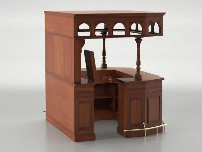  Victorian Style Bar Unit with Overhead Shelves Dark Wood Brown 