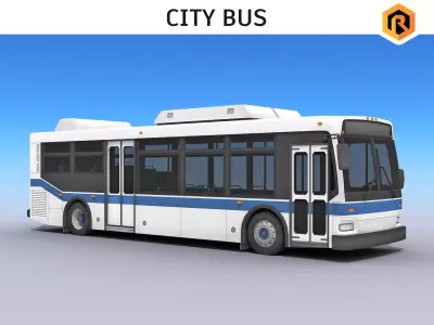 City Bus Low-poly 3D model 5