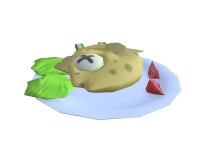 Cooked fish  Low-poly 3D model