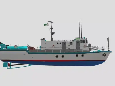 Fishing Trawler Boat Commercial Marine Vessel Low-poly 3D model