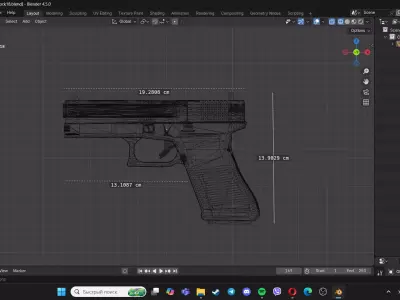 Glock 17 MK2  Game Ready Low Poly Pistol PBR Real Scale Low-poly 3D model