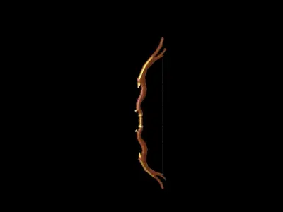 Low Rez Elvish Wooden Bow Low-poly 3D model