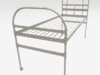 Metal Frame Bed Low-poly 3D model