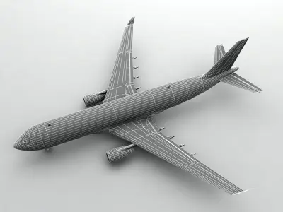  Airbus A330-200 Airliner - Generic White Low-poly 3D model