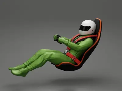 Racing Driver Sitting in Touring Car Cockpit with Racing Suit 2 3D print model