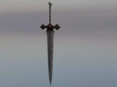 Fantasy Dark Steel Sword  Game Ready 3D Model  3D model