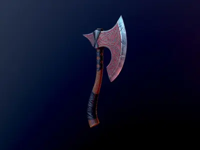 Viking battle axe Low-poly 3D model get