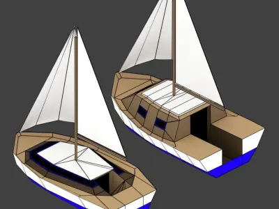 Medium Size Sailing Boats Low-poly 3D model