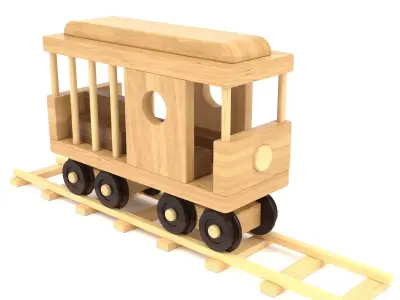 Wooden toy railway carriage 01 3D model